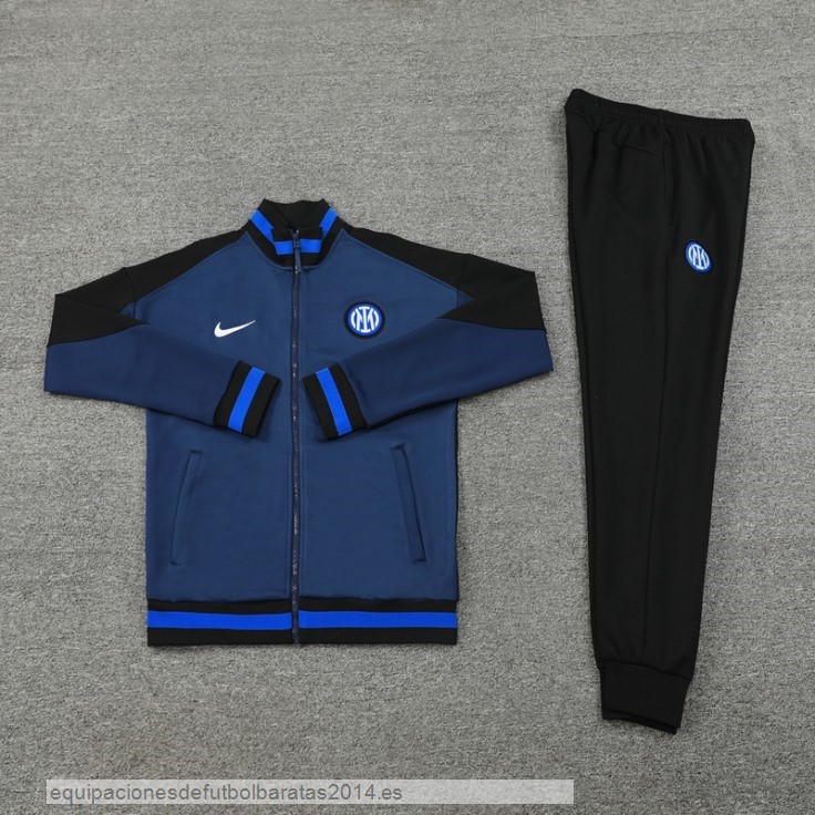 Nuevo Conjunto Completo Ropa Deportiva Con Cremallera Larga Inter Milan 24/25 Azul Negro Baratas